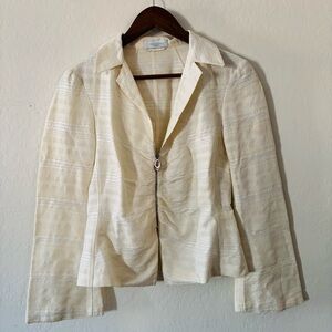 Emilio Pucci Firenze Ivory‎ Textured Blazer Zip Up Jacket Lightweight US Size 8